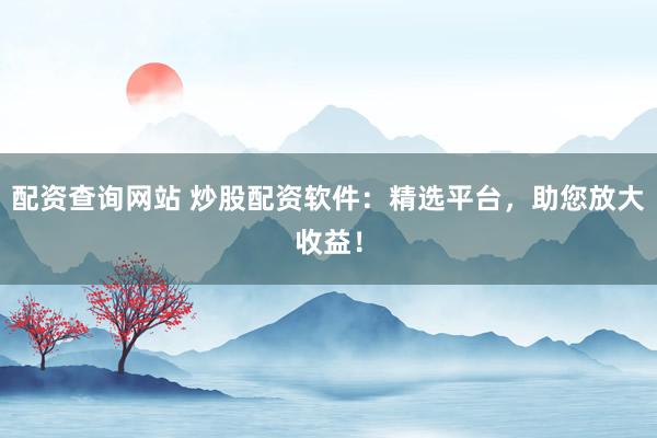 配资查询网站 炒股配资软件：精选平台，助您放大收益！