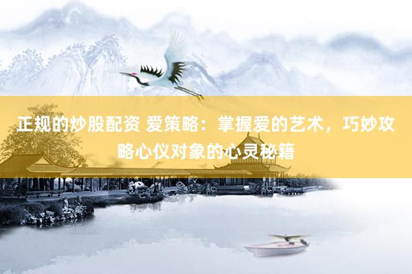 正规的炒股配资 爱策略：掌握爱的艺术，巧妙攻略心仪对象的心灵秘籍