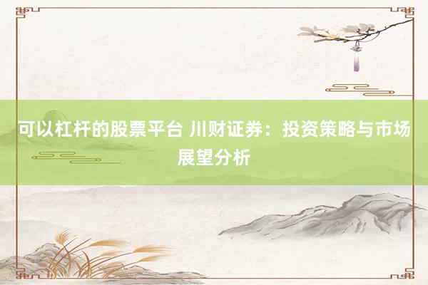 可以杠杆的股票平台 川财证券：投资策略与市场展望分析