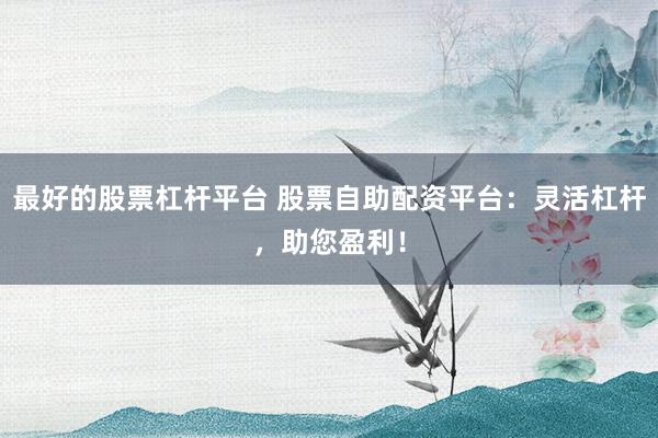 最好的股票杠杆平台 股票自助配资平台:灵活杠杆,助您盈利!