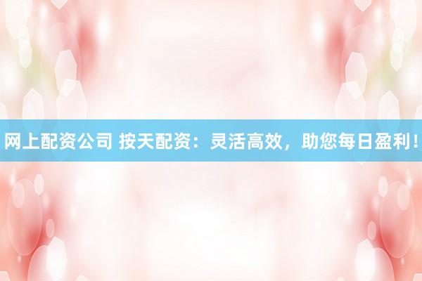 网上配资公司 按天配资：灵活高效，助您每日盈利！