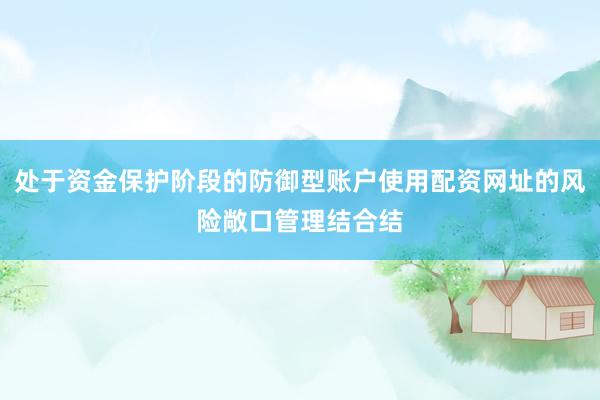 处于资金保护阶段的防御型账户使用配资网址的风险敞口管理结合结