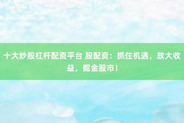 十大炒股杠杆配资平台 股配资:抓住机遇,放大收益,掘金股市!