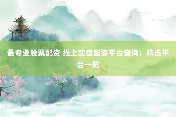 最专业股票配资 线上实盘配资平台查询:精选平台一览
