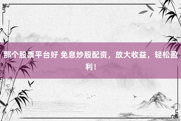 那个股票平台好 免息炒股配资，放大收益，轻松盈利！